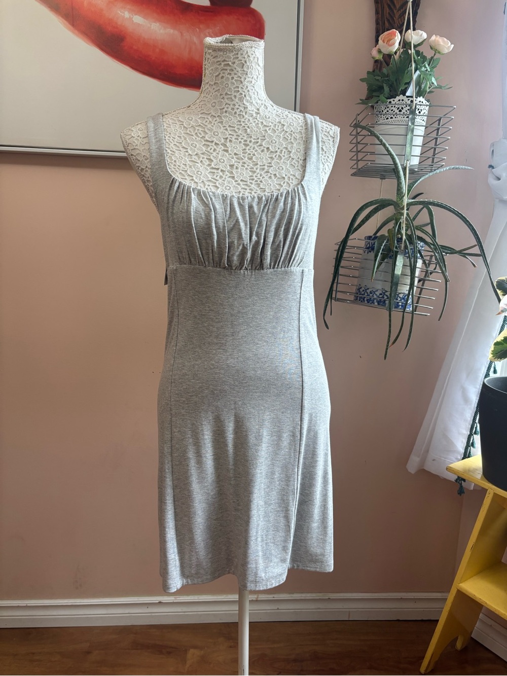 Wilfred Light Gray Sleeveless Empire-Waist Mini Dress